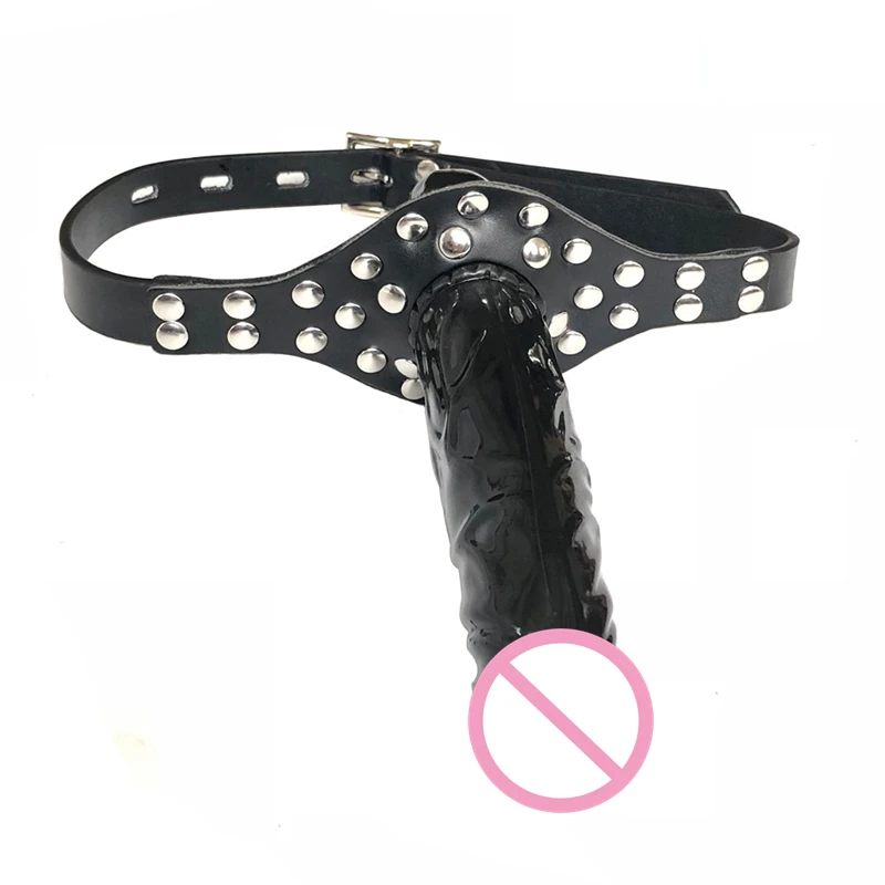 Double-Ended Dildo Gag Strap On Head PU Leather Harness Mouth Strapon Realistic Cock Dick Sex Product for Lesbian Women | Красота и