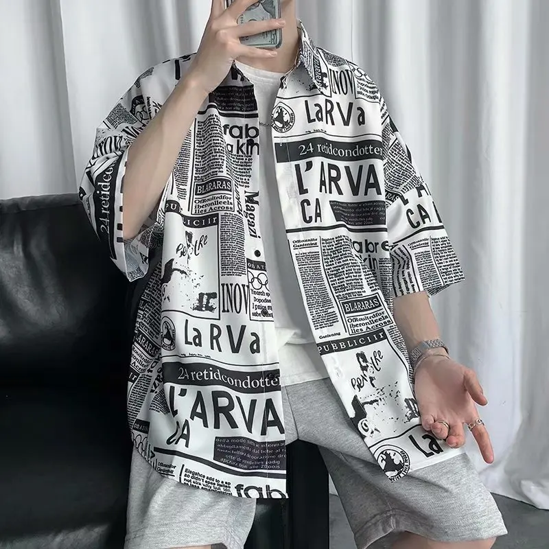 

Short Sleeve Men's Shirts Summer Men's Shirts Hip Hop Fashion Streetwear Men Casual Trend Harajuku Men Clothing Tops Shirts