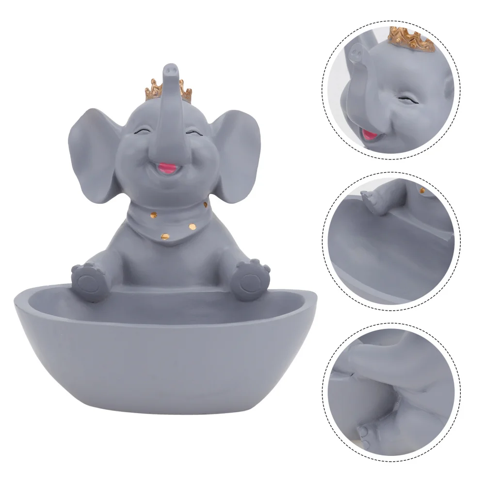 

1pc Animal Shaped Storage Box Creative Key Container Home Resin Ornament (Gray)