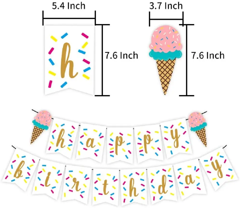 

Ice Cream Party Favor Decorations 1st Birthday Party Supplies Banner Pastel Color Confetti Balloons for Summer Girls Kids Party