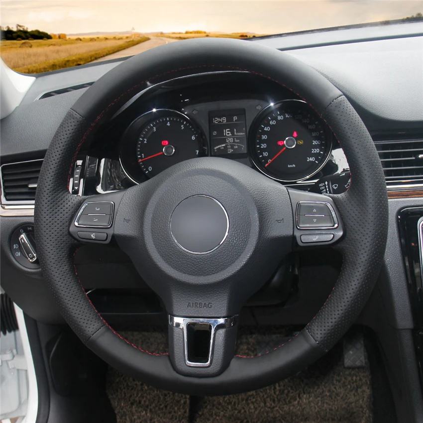 MEWANT черный чехол рулевого колеса автомобиля из искусственной кожи для Volkswagen VW Golf