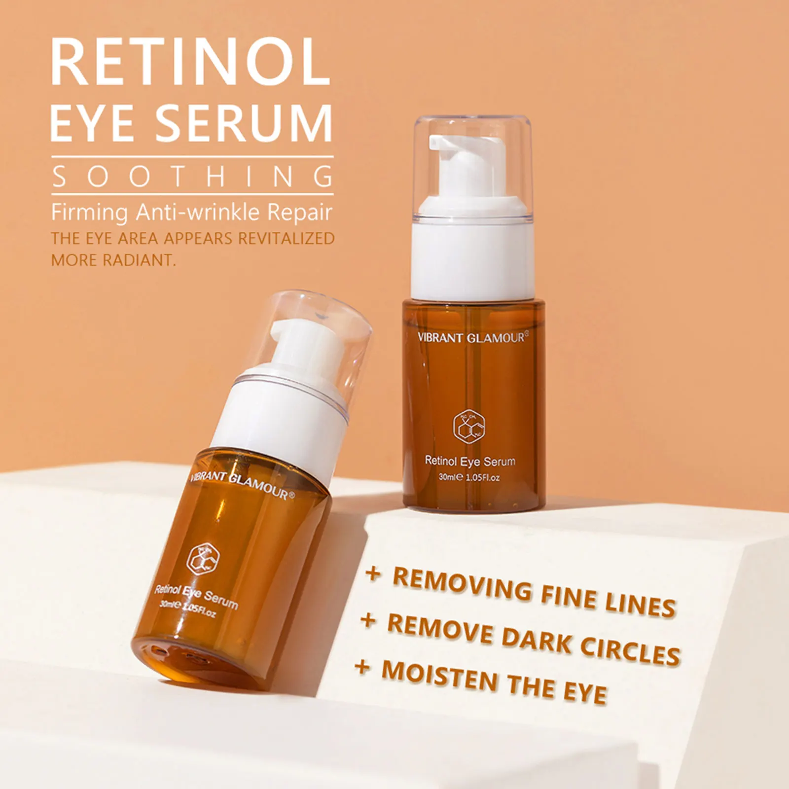 

VIBRANT GLAMOUR Retinol Eye Serum Anti-Wrinkle Remove Eye Bags Fade Fine Lines Dark Circles Brighten Whitening Eye Care 30ml