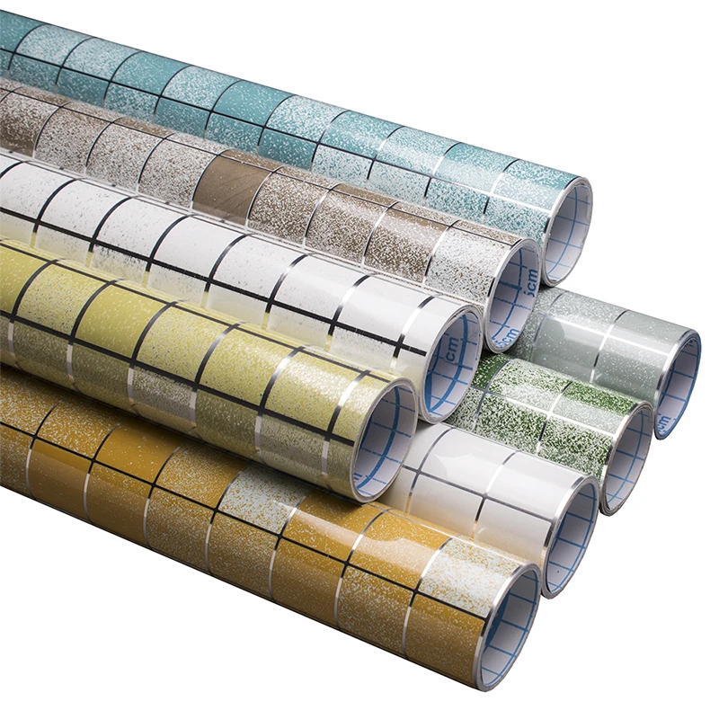 

Aluminum Foil Mosaic Tiles Wallpaper Roll for Bathroom PVC Waterproof Vinyl Self Adhesive Decorative Film Kitchen Drawer Sticker