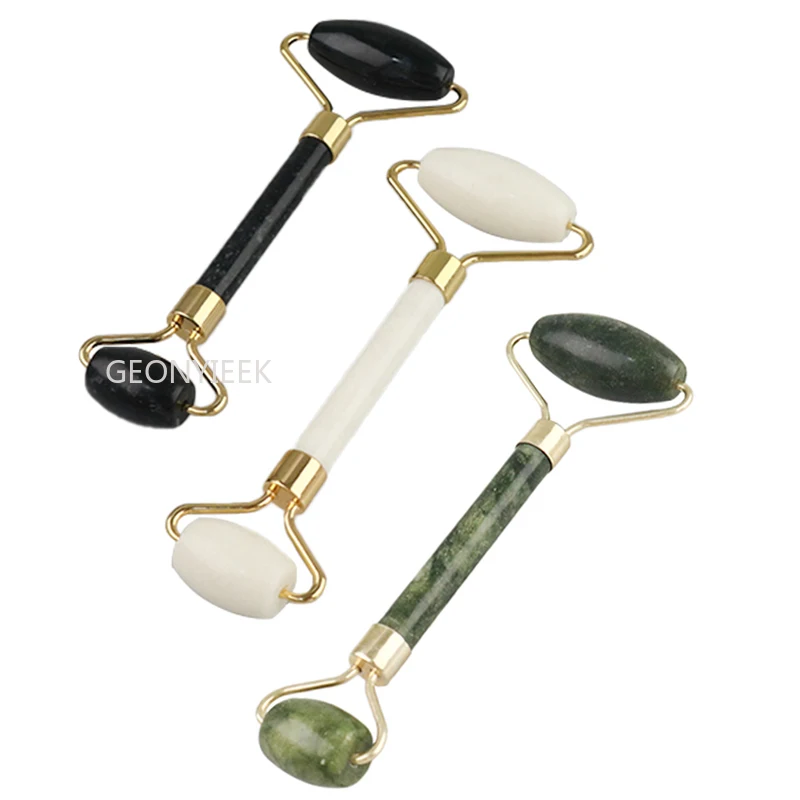 

Green Pink Jade Roller Massager For Face Natural Stone Slimming Lift Massage Facial Tools For Chin Neck Beauty Skin Care Tools
