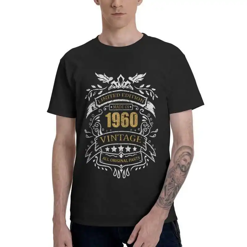 

Men's Vintage Limited Edition Made In 1960 T-Shirt Streetwear 61s Birthday Gift Tshirt Short Sleeve Hip Hop T Shirt Cotton Tee