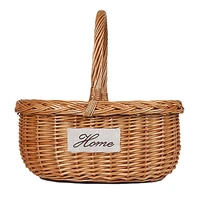 hand woven rattan storage basket with handle fruit basket for kitchen food picnic bread sundry container fruit storage