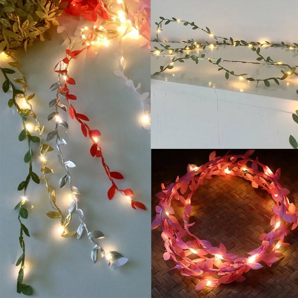 Сказочный Свадебный листвы светодиодный медный провод гирлянды для рождества