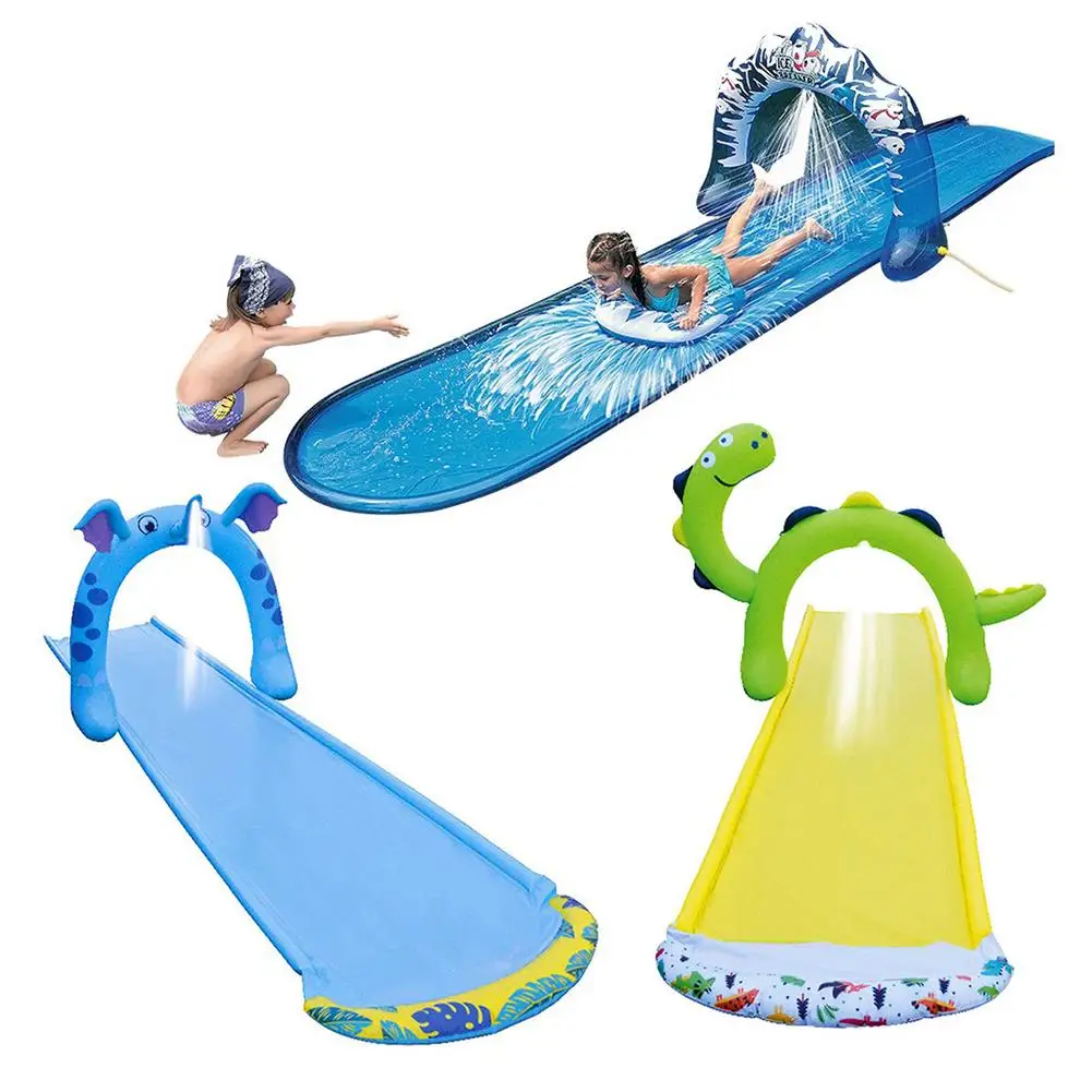 

New Summer Lawn Water Slides Outdoor Water Slide For Children Double Surfboard Patio Toy Grass Sprinkler Pad Kids Waterslide Toy