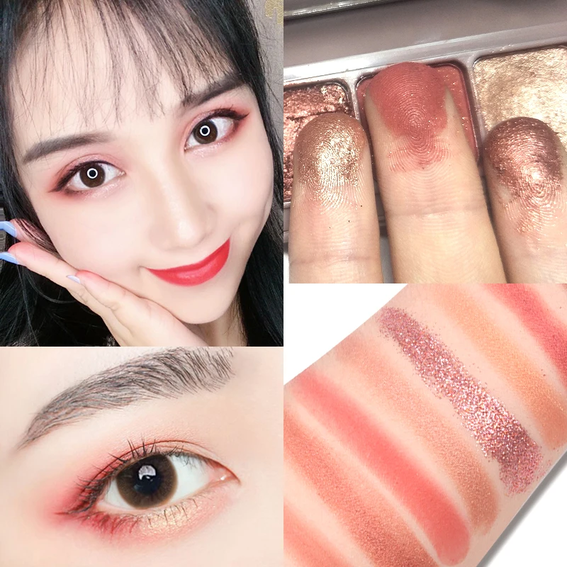 Glitter Eye Shadow Palette Makeup Kit Waterproof 9 Colors Red Nude Matte Pigment Shimmer Colorful Eyeshadow Powder Cosmetics