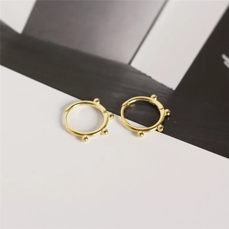 DAIWUJAN 925 Sterling Silver Minimalist INS Style Small Round Beads Stud Earrings for Women Girls Geometric Ear Clip Jewelry | Украшения и