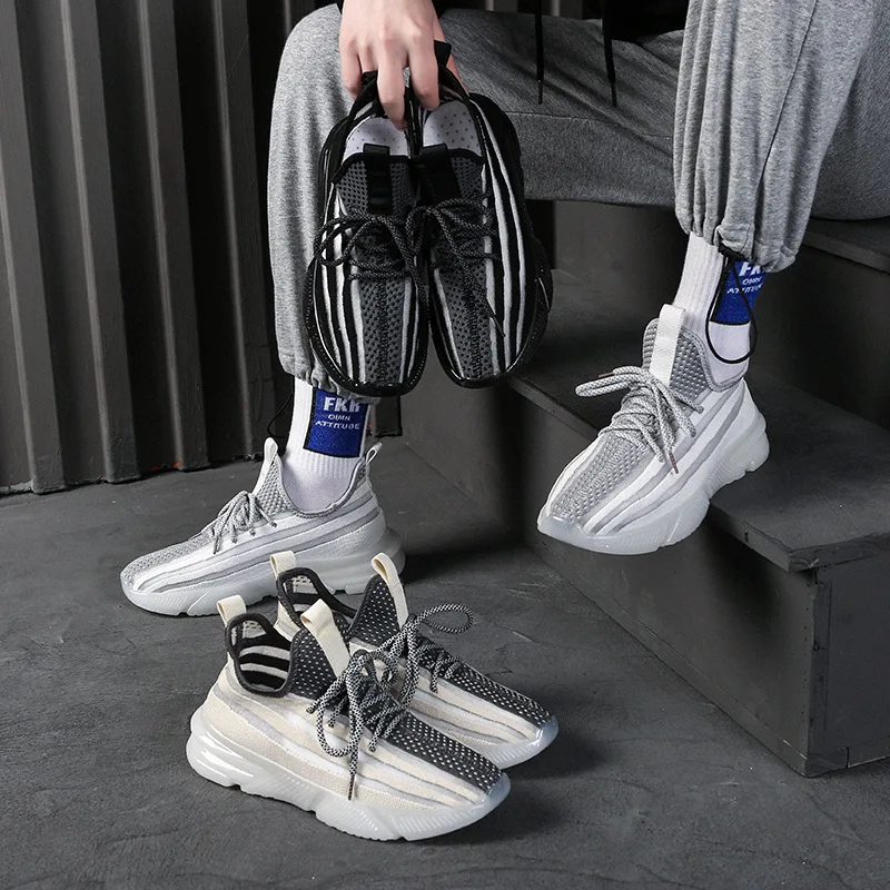 

Sneakers Men 2020 Fashion knitted Breathable Running Shoes man lightweight vulcanized shoes Gym Mens Shoes Luxury brand designer