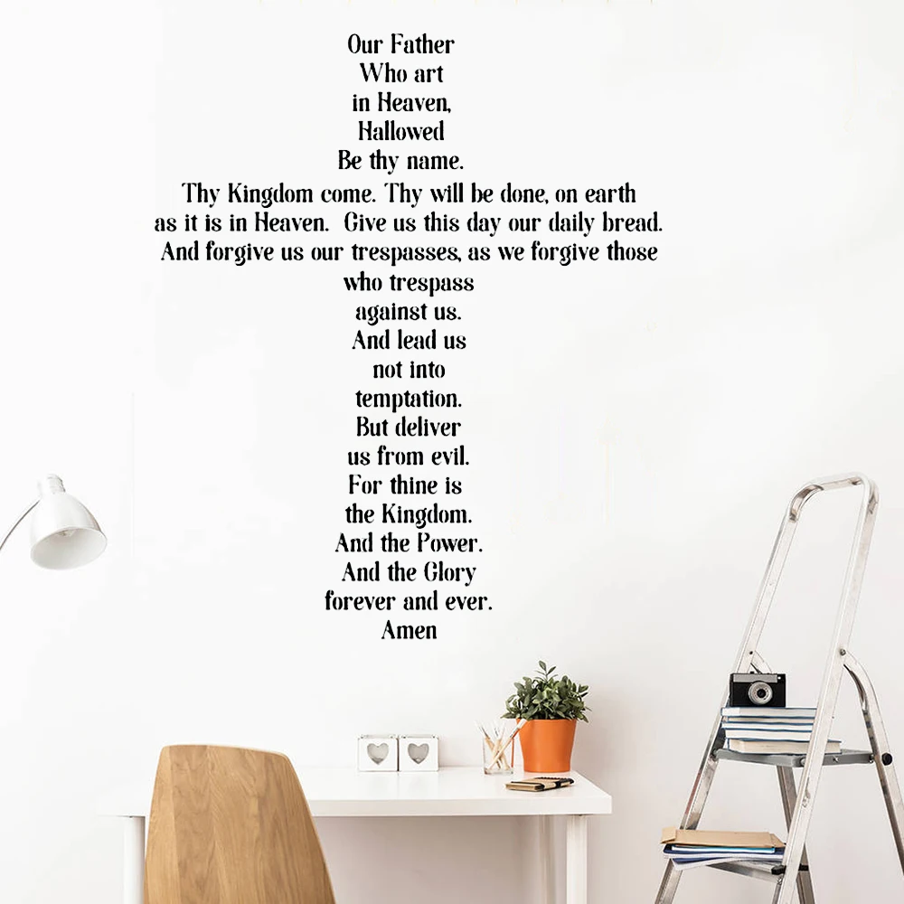 

The Lords Prayer Wall Sticker Vinyl Cross Vinyl Decal Christian Wallpaper Livingroom Home Decor Removable Lettering Murals Amen