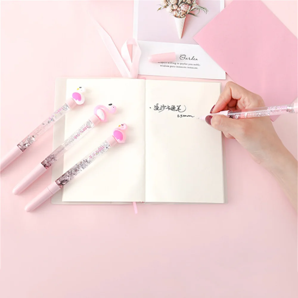 

1pc Cute Cartoon Flamingo Gel Pen 0.5mm Black Ink Signature Pen Kids Gift Office Kawaii Stationery School Supplies