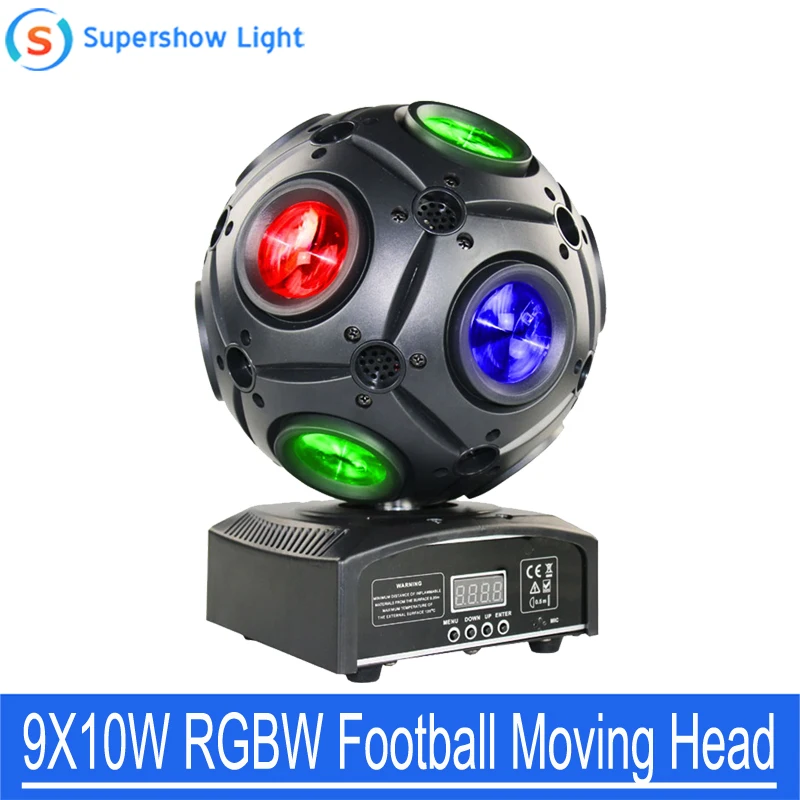 Профессиональный производитель 9x10 Вт RGBW 4in1 светодиодный Футбол Moving головной
