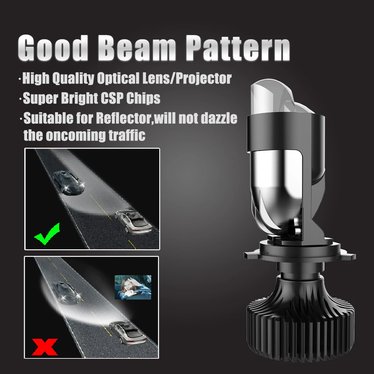 Светодиодная мотоциклетная лампа H4 прожектор 12 В белая светодиодная 9003 лм яркая