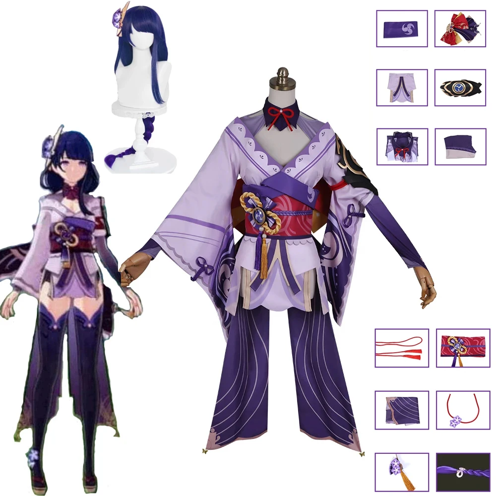 Аниме игра Genshin Impact Shogun Raiden боевое платье Женский костюм для косплея Хэллоуин