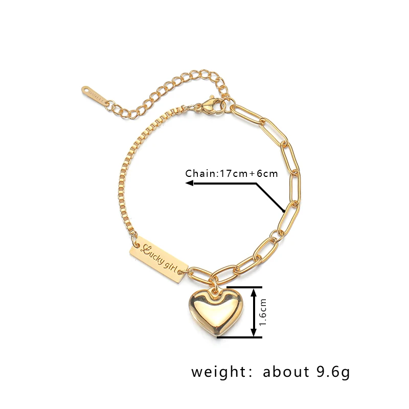 

Letdiffery Fashion Heart Pendant Bracelet Stainless Steel Geometric Bracelets New Style for Women Party Jewelry Birthday Gifts