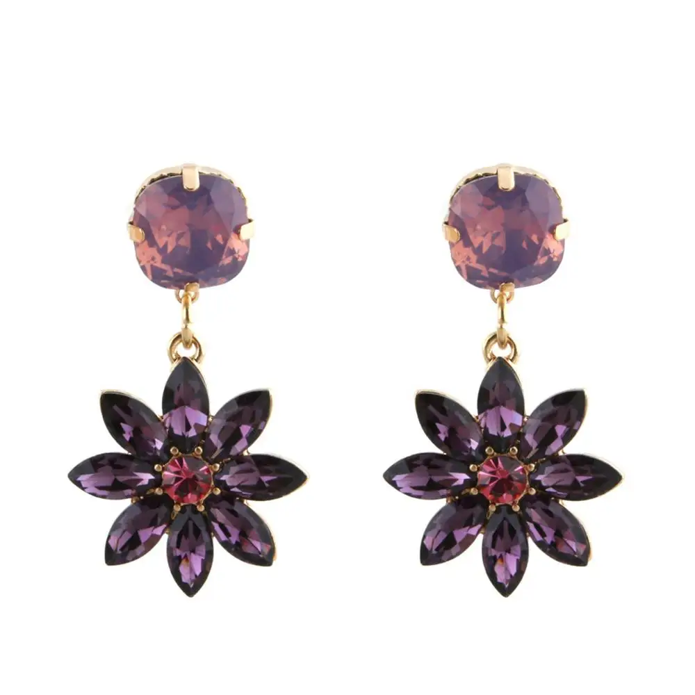 

Fashion Bohemian Crystal Flower Ear Studs for Wedding Earrings Exquisite Zinc Alloy Gold Ear Studs Fashion Jewelry Gifts
