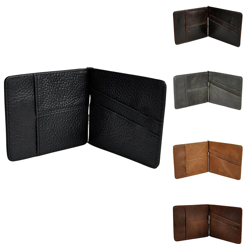 

Male Genuine Leather Design Fashion Slim Wallet Front Pocket Money Clip Mini Purse for Men