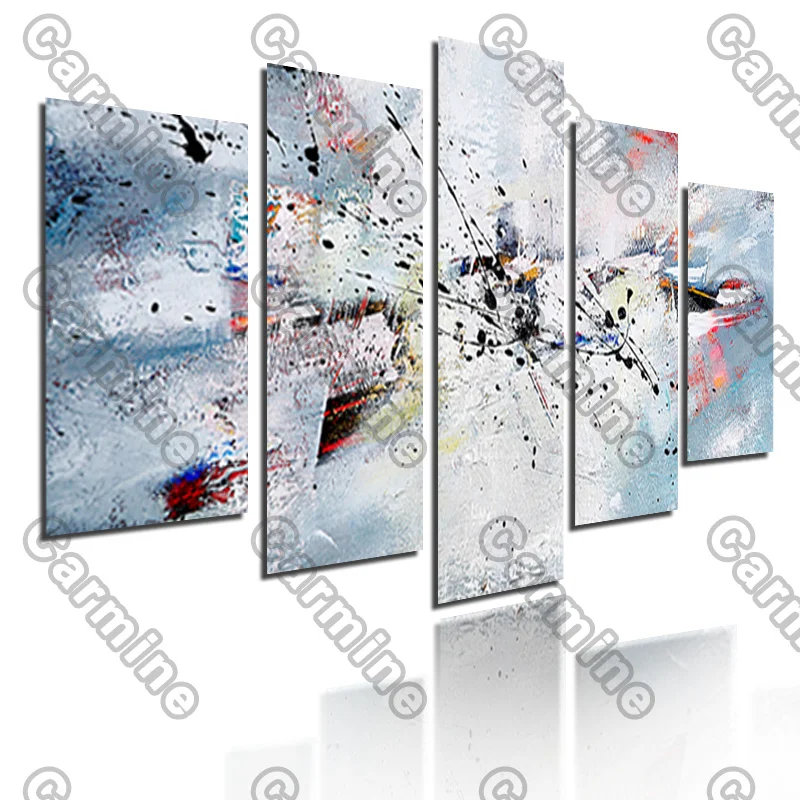 

Poster Silver Gray Black Points Yellow Abstract Canvas Painting 5Pcs Posters Painting Wall Art Decoration for Living Room