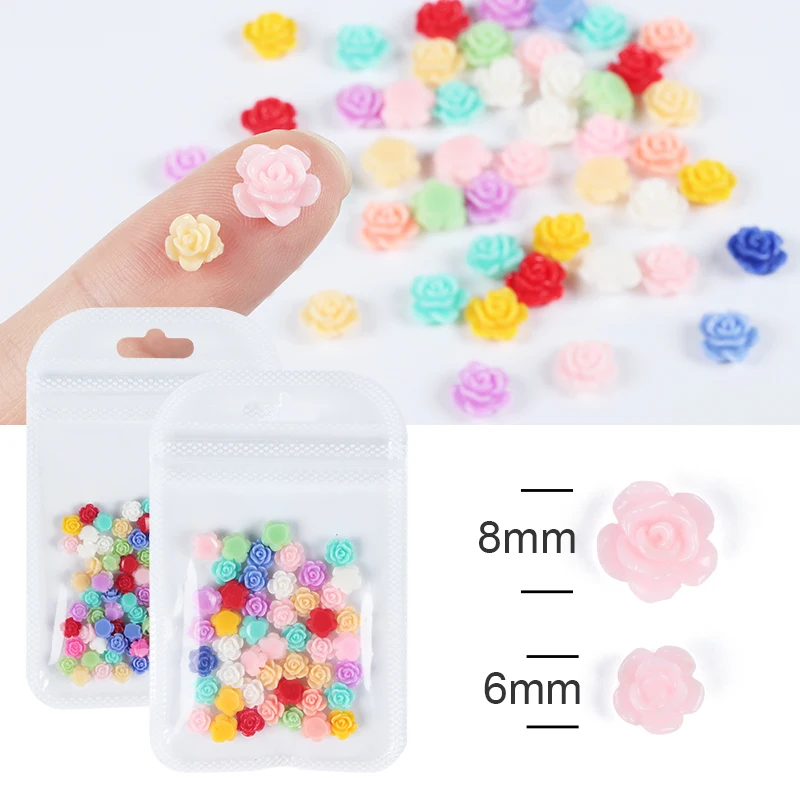 

50pcs Vintage Resin Flower Rose Daisy Flat Back Acrylic Flowers For Jewelry Making Earring Accessories Rose Nail Art Decorations