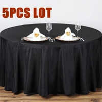 5pcs lot thick round tablecloth wedding white hotel table cloth table cover overlay mariage tablecloth polyester