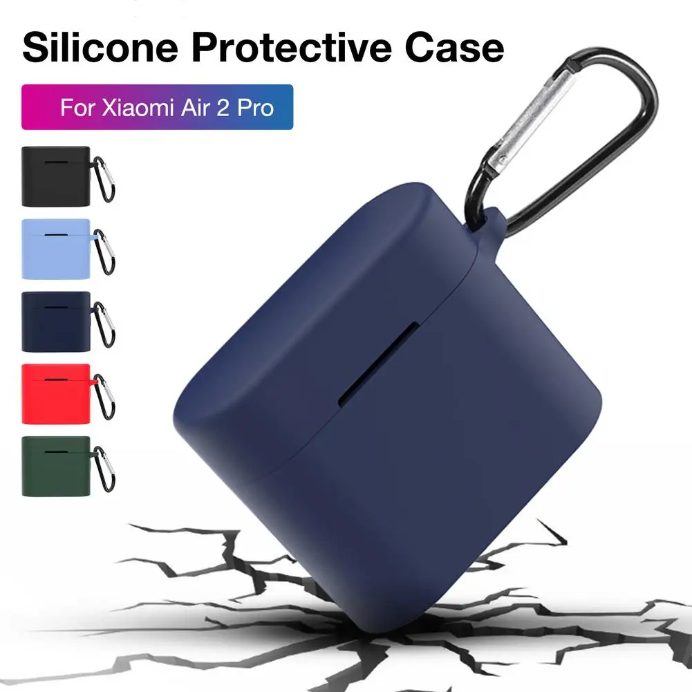 

New Silicone Protective Case For Xiaomi Air 2 Pro TWS Wireless Headphone Earphone Cover Case Anti-fall Shell With Carabiner