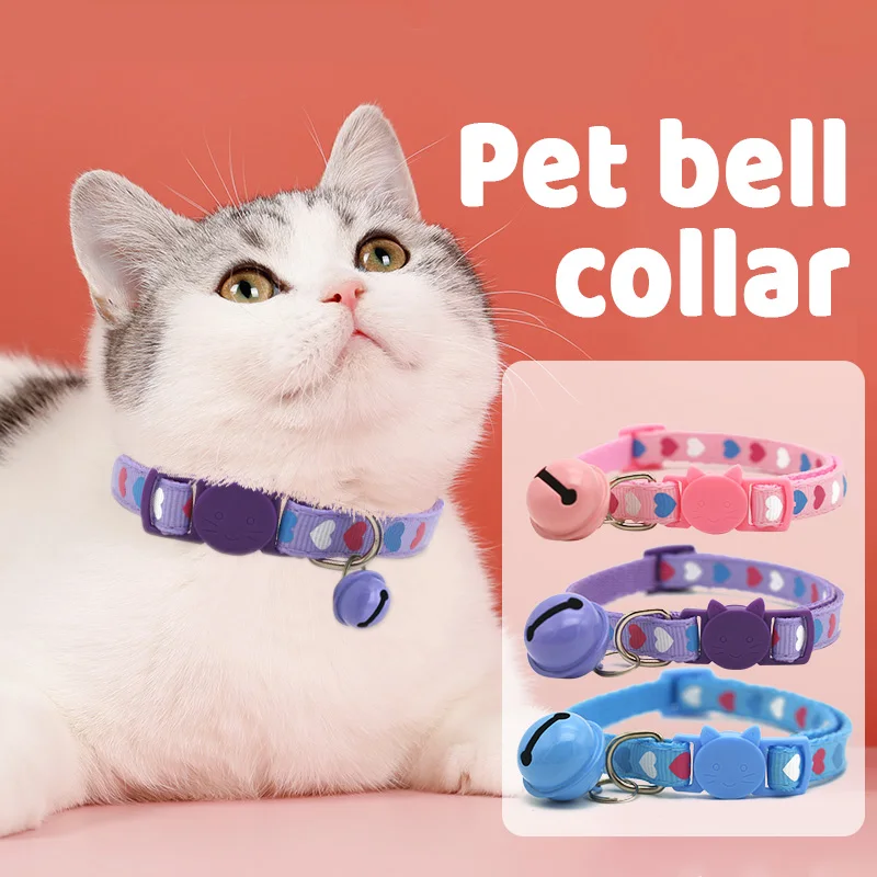 

Красочные товары для домашних животных, ошейник для кошек, ожерелье для кошек, ошейник с принтом в виде сердца и леденца, регулируемый ошейн...