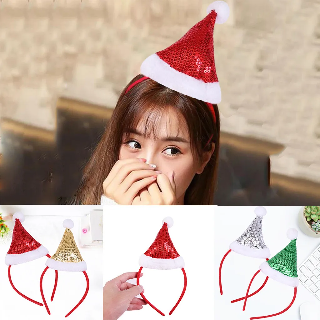 Рождественская Тиара повязка на голову Вечерние наряды для шоу с блестками шляпа