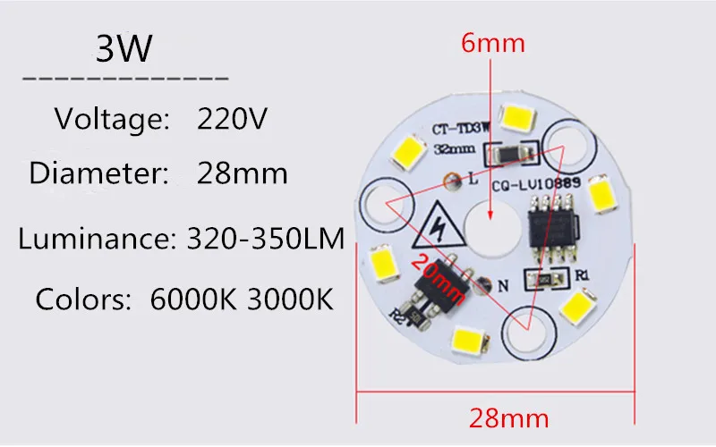 20 шт. SMD 2835 Светодиодный светильник PCB, диммируемая интегрированная умная IC AC 220V Драйвер Белый ww 3W 5 Вт 7 Вт 9 Вт 12 Вт 15 Вт 18 Вт blubs светильник