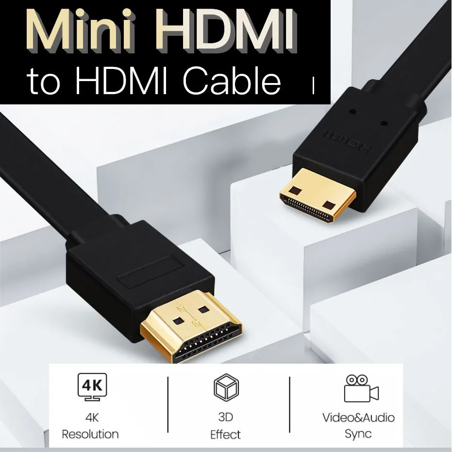 Плоский высокоскоростной мини-Кабель HDMI-HDMI 1 м 5 2 3 4K 3D 1080P для камеры монитора