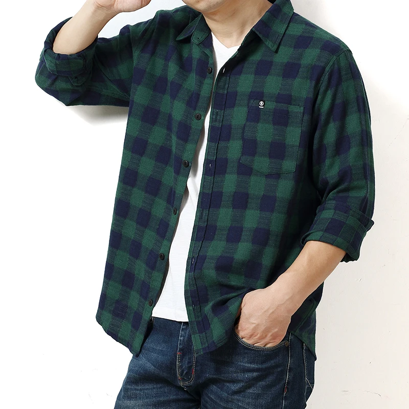 Мужская рубашка в клетку из хлопка Коллекция 2021 года Сезон весна-осень