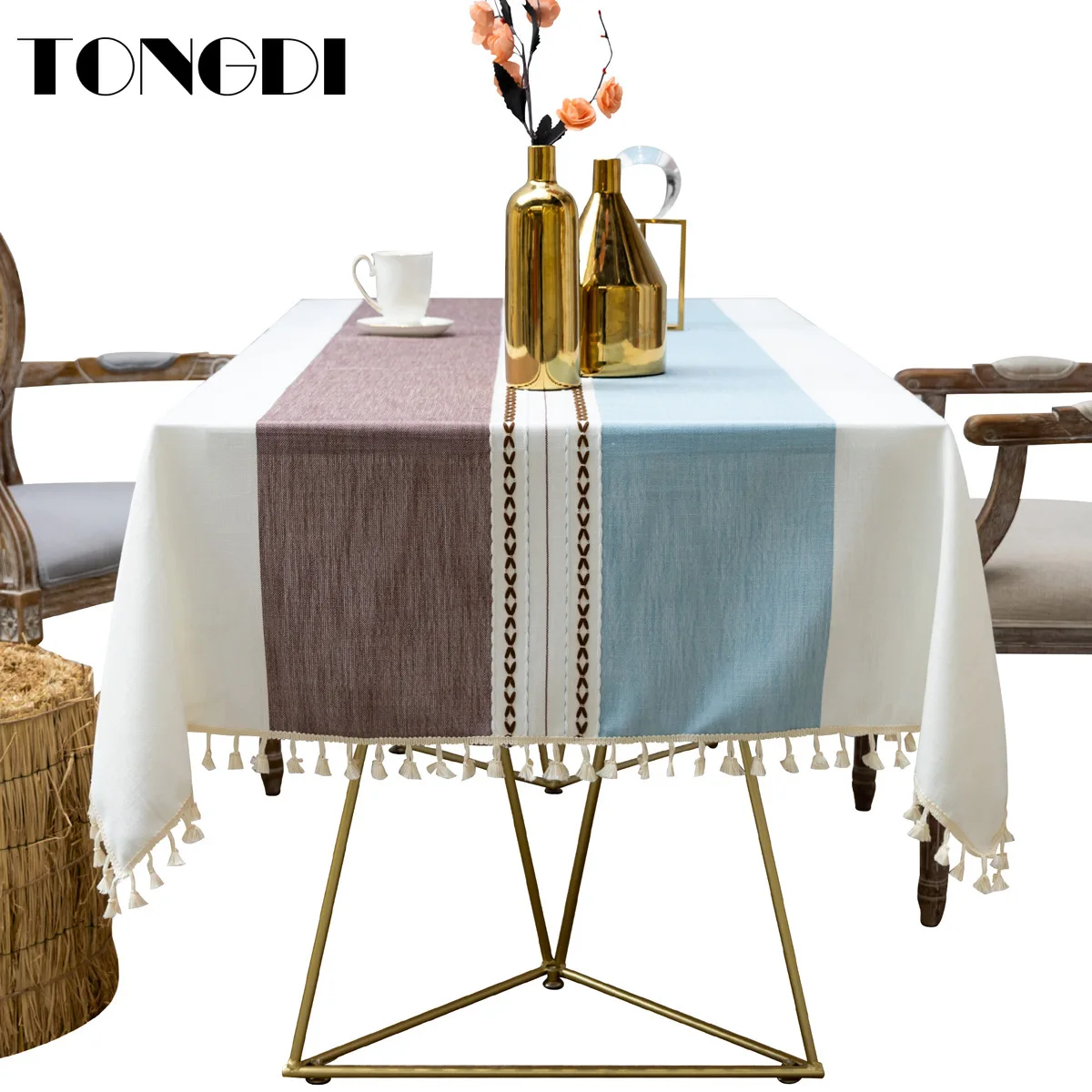 TONGDI скатерть постельное белье в средиземноморском стиле кружевная вышивка