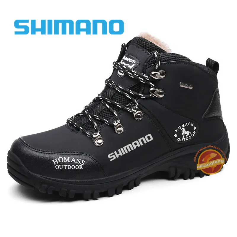 

Shimano Outdoor High Quality Brand Hiking Shoes Tactical Boots Winter Army Fishing Trekking Climbing AthleticPlus Velvet Shoes