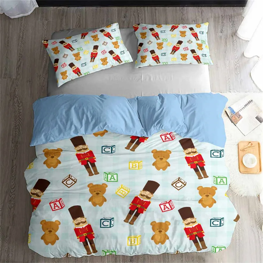 HELENGILI 3D Постельное белье Щелкунчик печати пододеяльник набор Bedcloth с Наволочка на