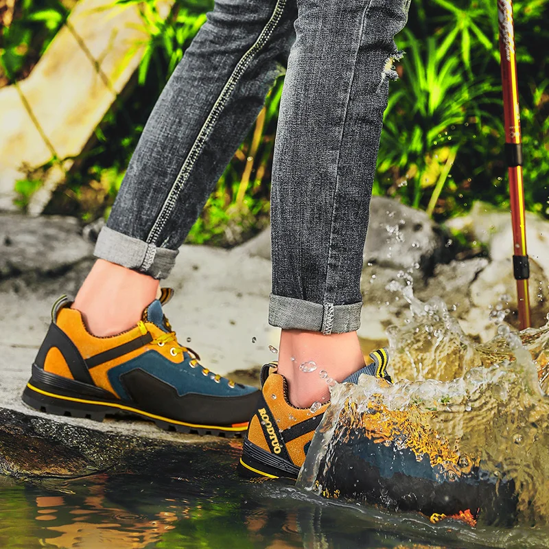 

Outdoor Sport Shoes for Men Waterproof Trekking Boots Man Hiking Shoes Mixed Color Durable Camping Tacking Sneakers Boots Men