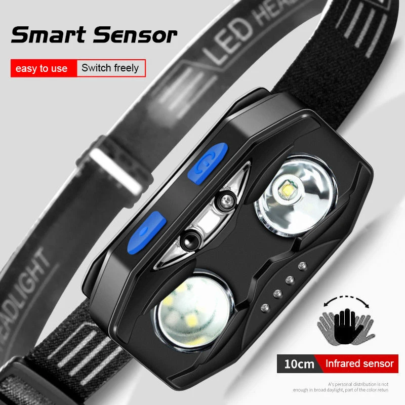 

Sensor Headlight Usb Charging 1600mAh Smart Bright Light Waterproof Head-mounted Lamp Night Fishing Running Camping Cycling