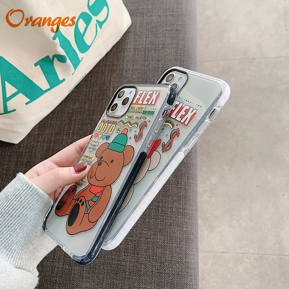 Новая пара Bear Прозрачный чехол для iphone 6 S 7 8 Plus X XS XR 11 Pro Max устойчивый к царапинам