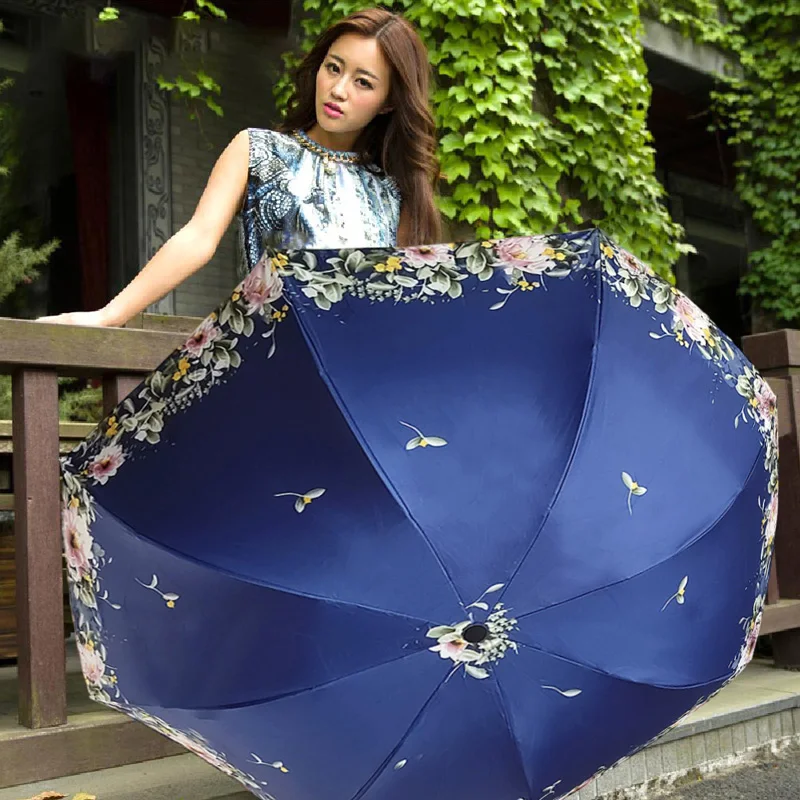 

Creative All Steel 8 Bone Umbrella Stand Sunscreen Anti UV Sunny And Rainy Umbrella Embroidered Parasol Female Folding Umbrella