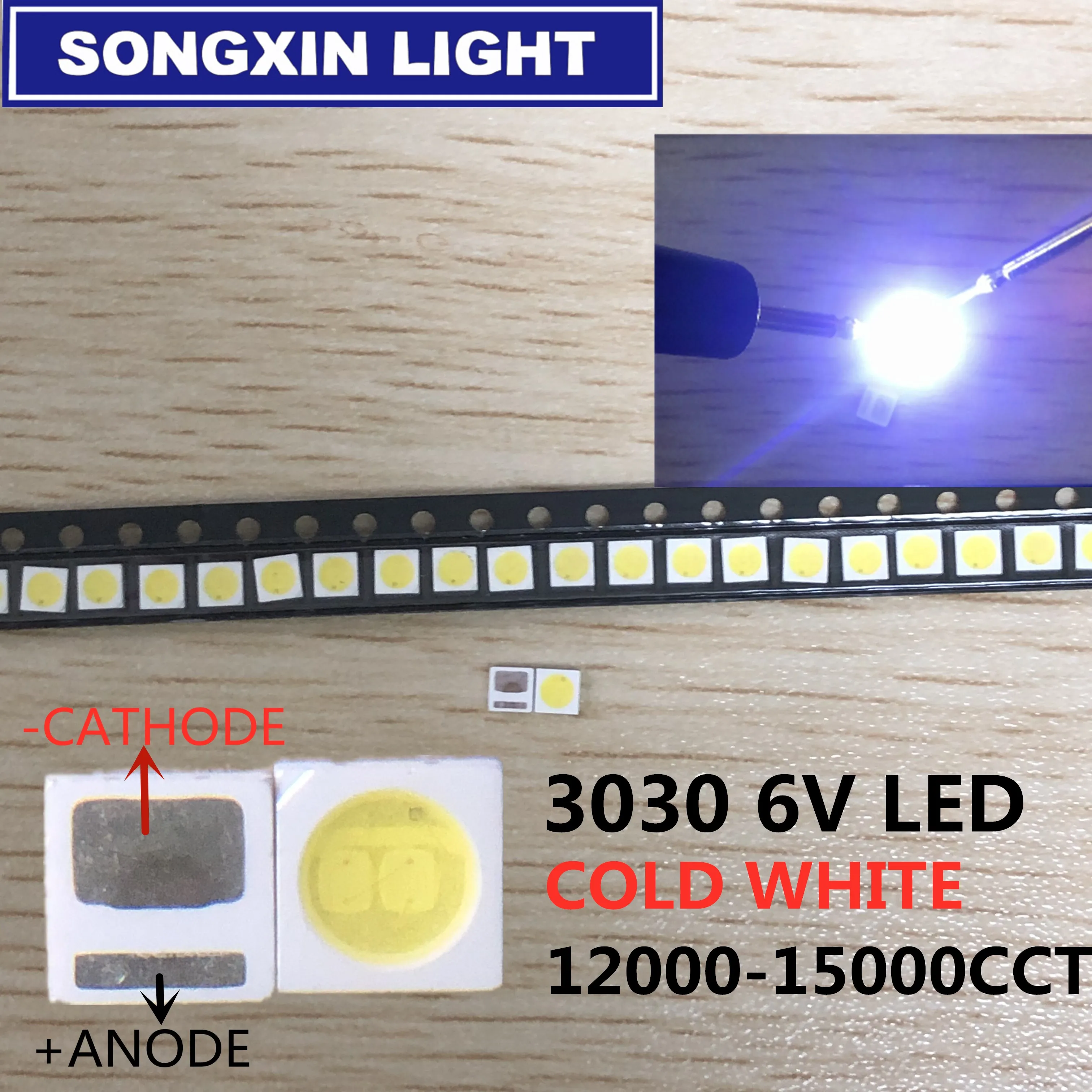 Светодиодная подсветка EVERLIGHT 200 шт. 2 Вт 3030 6 В 3 в холодный белый цвет 12 лм ЖК для
