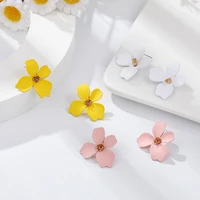 new s925 silver needle color special shaped four petals earring sweet flower earrings ins wind female earring