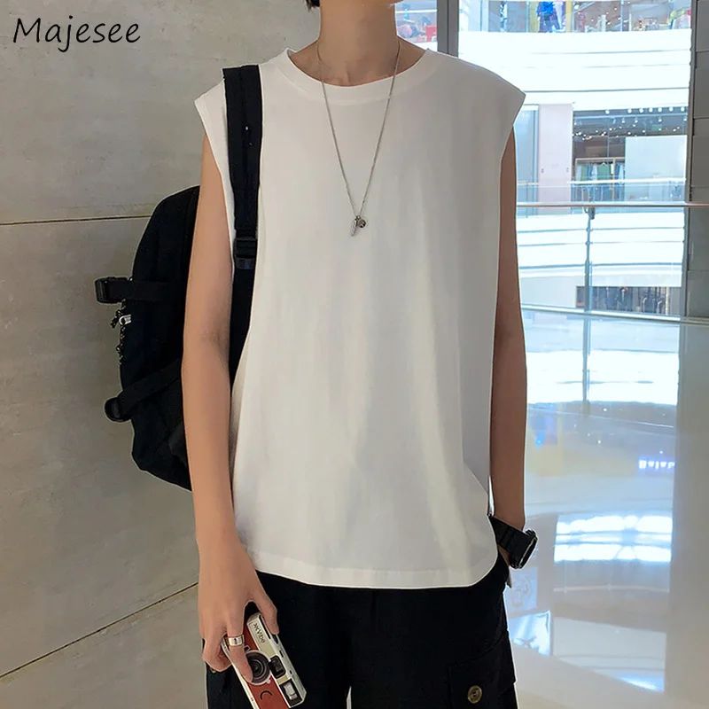 Мужские майки в Корейском стиле хип хоп однотонные свободные мягкие Модные