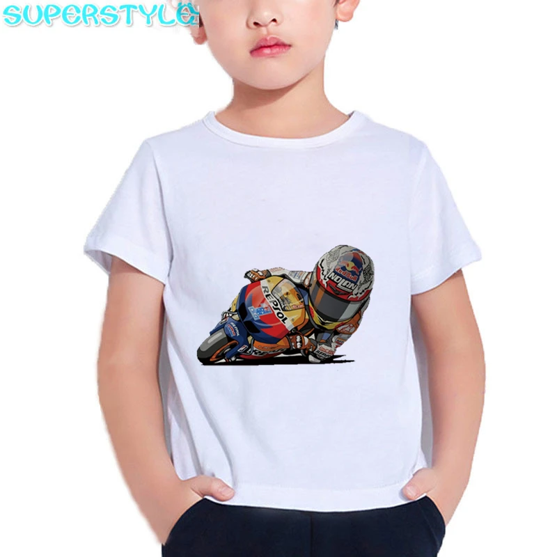 Детская футболка с коротким рукавом и принтом мотокросса летний топ для