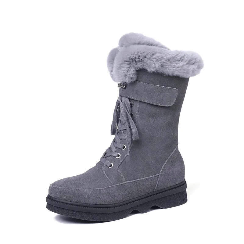 

Dilalula 2021 Quality Winter Luxury Suede Leather Ankle Boots Women Lace Up Low Wedges Heels Warm Snow Boots Female Shoes Woman