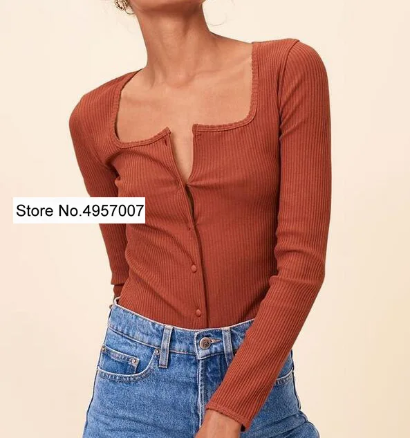 Новинка 2020 Женский однобортный вязаный кардиган с квадратным воротником женский