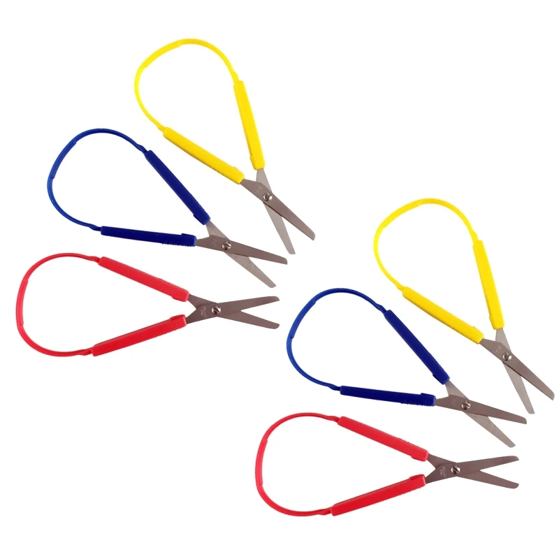 

T3EE 6pcs Colorful Loop Scissors for Kids Easy Grip Self-Opening Scissor Safety Round Tip Adaptive Cutting
