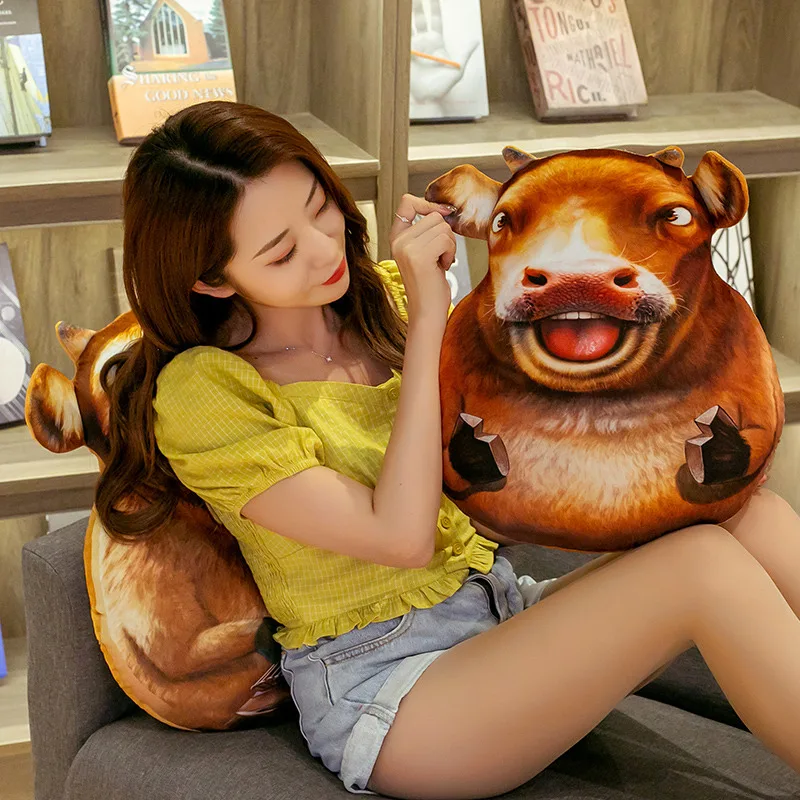 Подушка плюшевая в виде Головы Быка мягкая с принтом | Игрушки и хобби