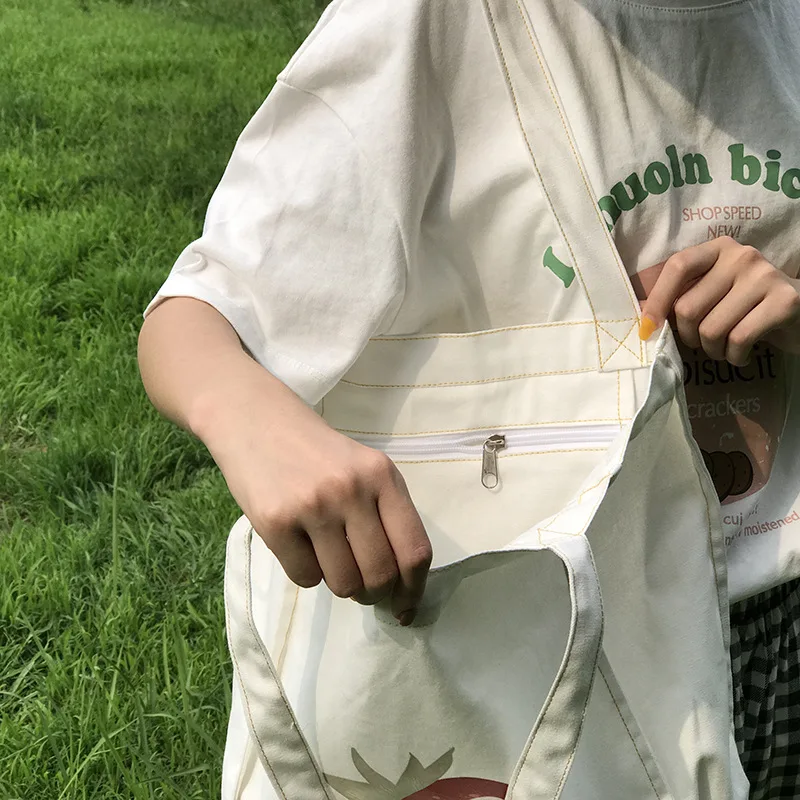 Youda новинка фруктовый принт женские холщовые сумки большая вместительность