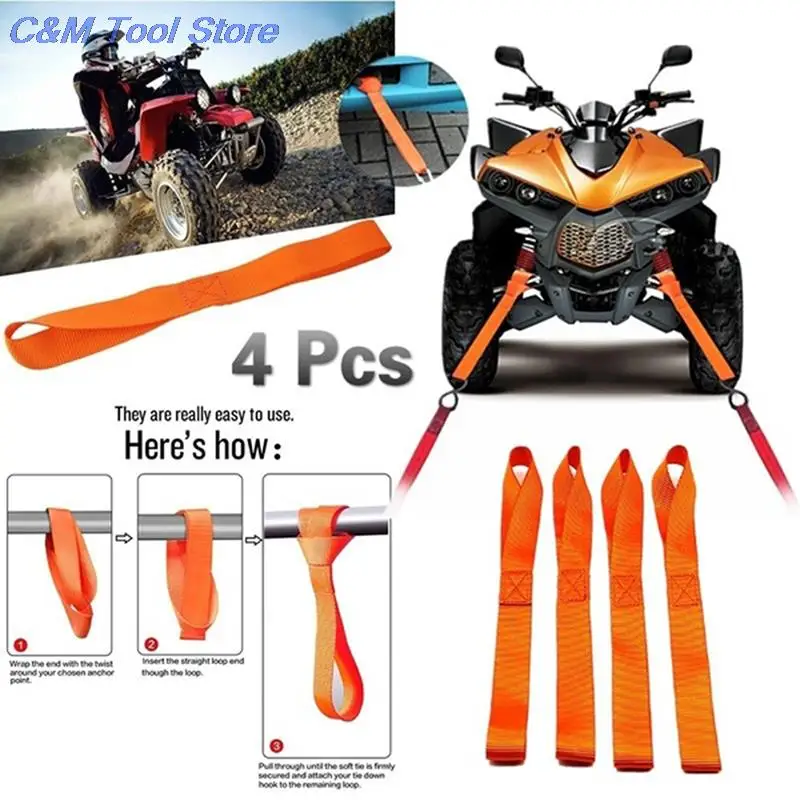 

1/4Pcs ATV hook belt Endless webbing Motorcycle Tie Downs Luggage Bandage Soft For Car Motorbike Loops Straps Multipurpose strap
