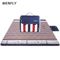 menfly picnic mat beach camping cushion foldable park grass dinner party pad waterproof stripe moistureproof plaid lying blanket